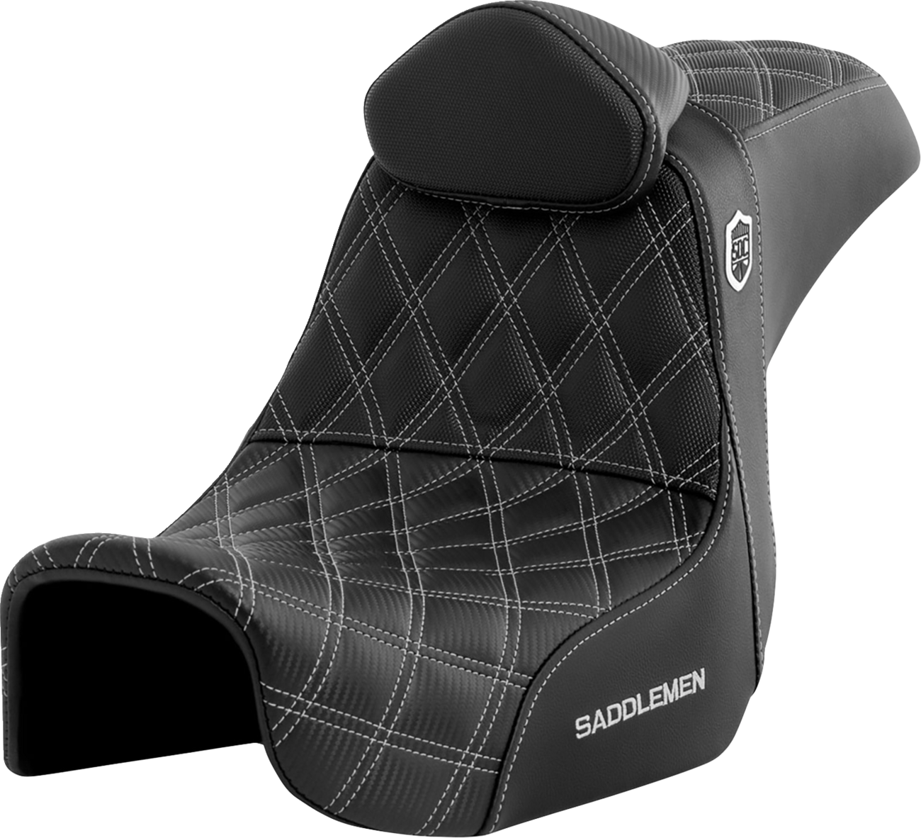 SADDLEMEN Pro Series SDC Performance Seat - w/ Backrest - Silver Stitch - Dyna '06-'17 SC80604SILRT — image 1