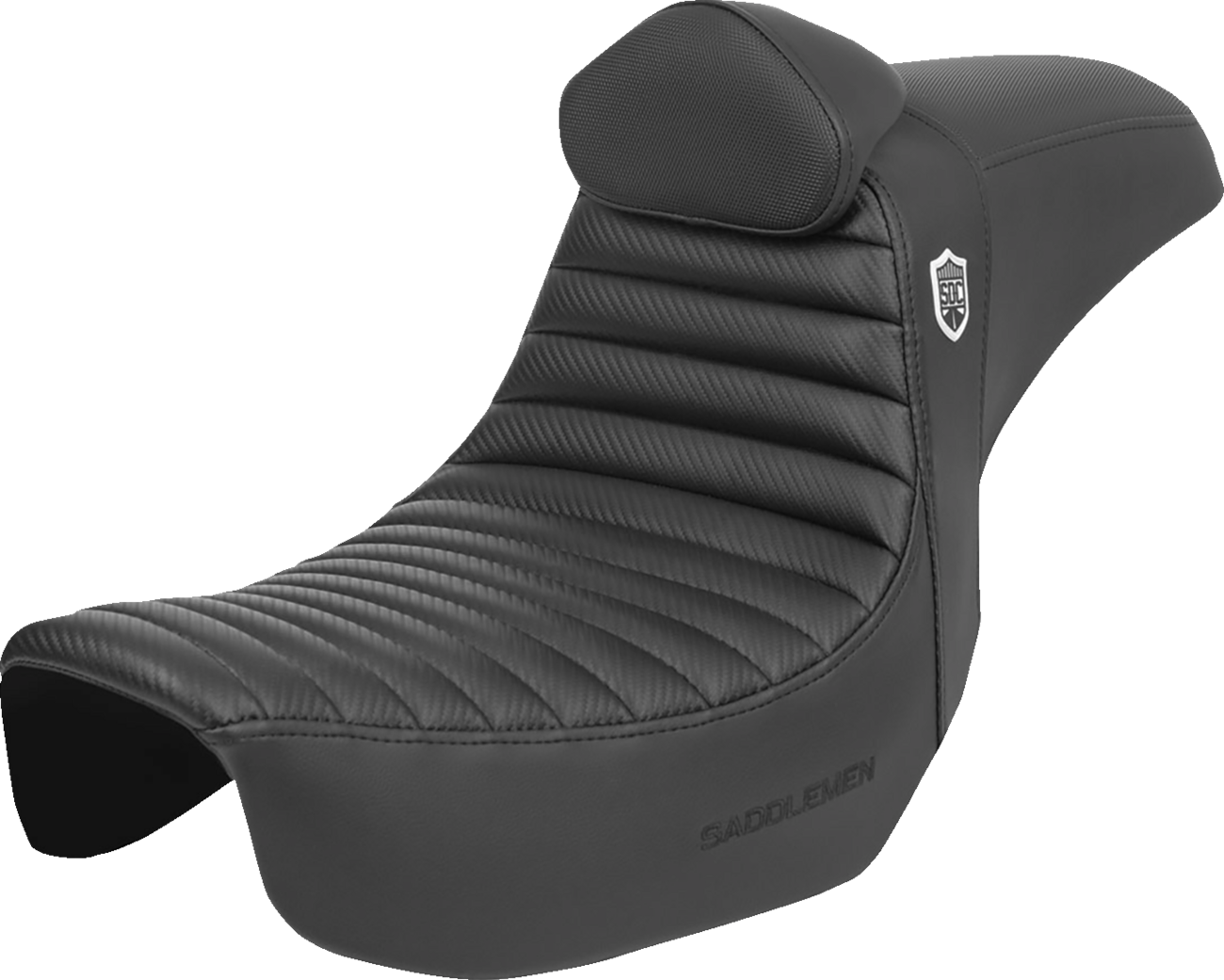 SADDLEMEN Pro Series SDC Performance Seat - w/ Backrest - Tuck-n-Roll/Carbon Fiber - Gripper - Dyna '06-'17 SC80604TB — image 1