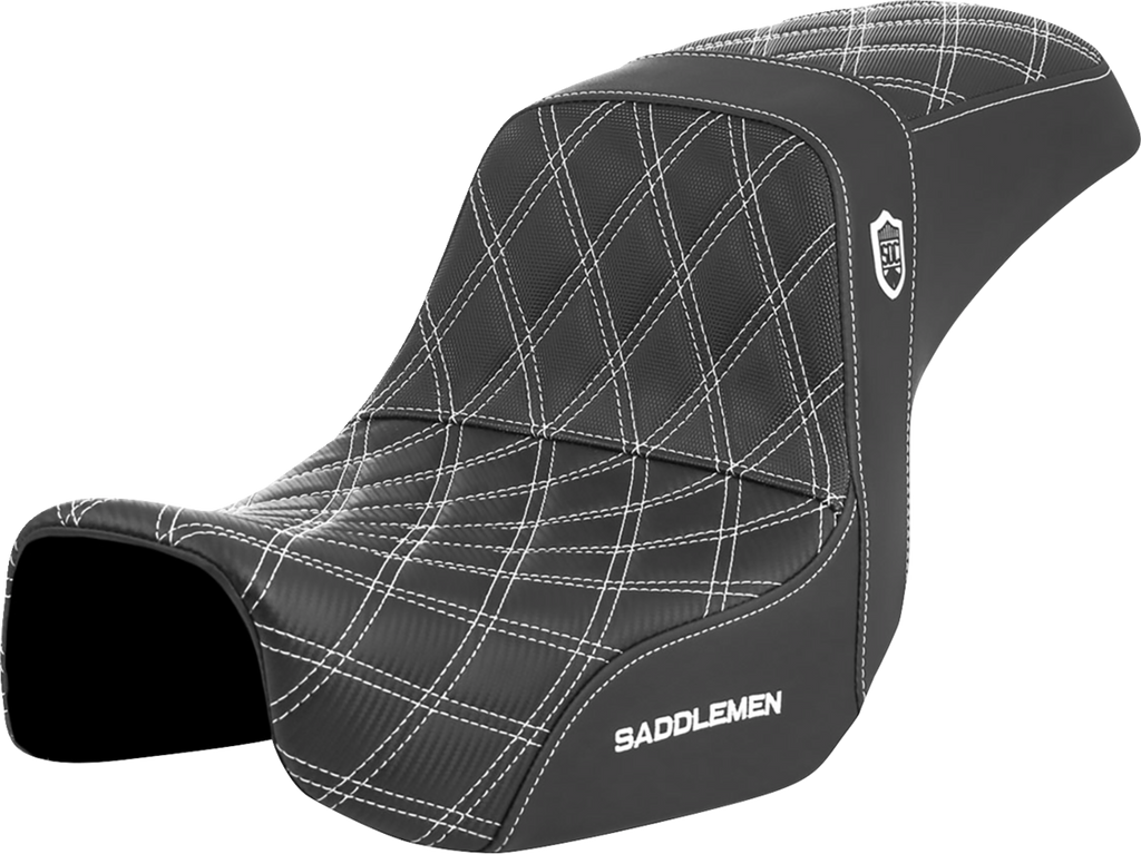SADDLEMEN Pro Series SDC Performance Seat - Carbon Fiber/Lumbar Gripper - White Stitch - Dyna '06-'17 SC80604WHI — image 1