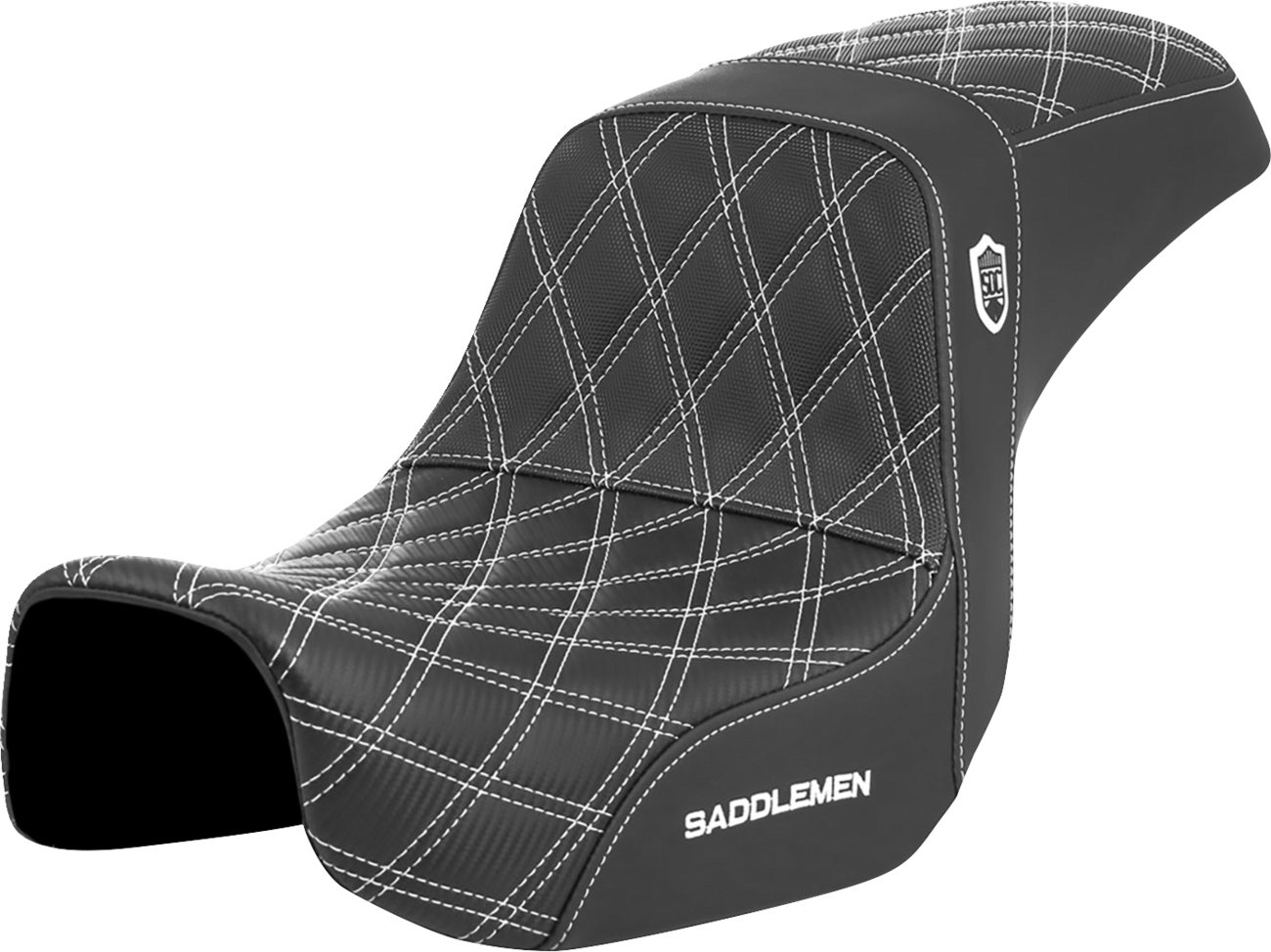 SADDLEMEN Pro Series SDC Performance Seat - Carbon Fiber/Lumbar Gripper - White Stitch - Dyna '06-'17 SC80604WHI — image 1