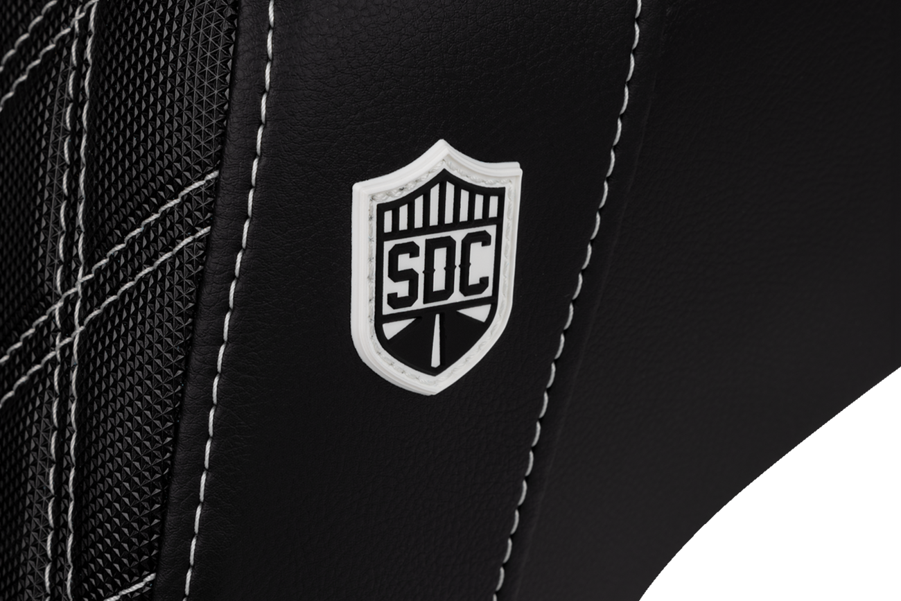 SADDLEMEN Pro Series SDC Performance Seat - Carbon Fiber/Lumbar Gripper - White Stitch - Dyna '06-'17 SC80604WHI — image 2