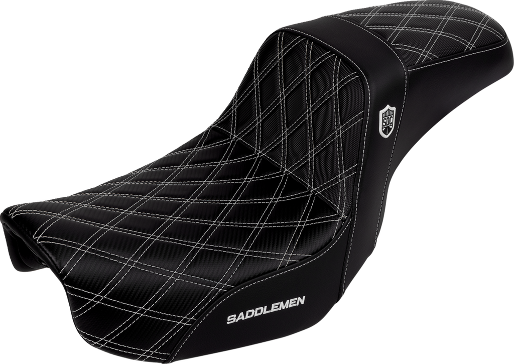 SADDLEMEN Pro Series SDC Performance Seat - Carbon Fiber/Lumbar Gripper - White Stitch - Dyna '06-'17 SC80604WHI — image 3