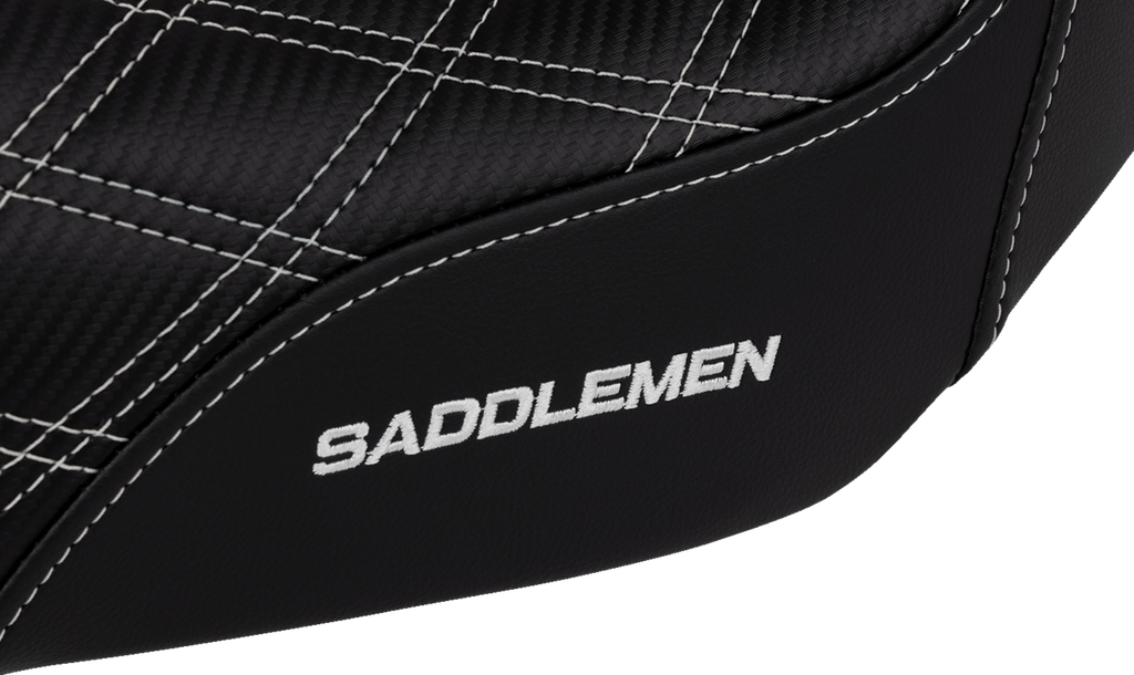 SADDLEMEN Pro Series SDC Performance Seat - Carbon Fiber/Lumbar Gripper - White Stitch - Dyna '06-'17 SC80604WHI — image 4