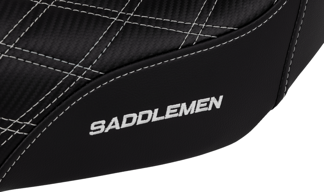 SADDLEMEN Pro Series SDC Performance Seat - Carbon Fiber/Lumbar Gripper - White Stitch - Dyna '06-'17 SC80604WHI — image 4
