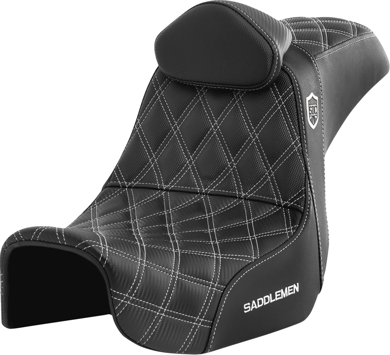 SADDLEMEN Pro Series SDC Performance Seat - w/ Backrest - White Stitch - Dyna '06-'17 SC80604WHIRT — image 1