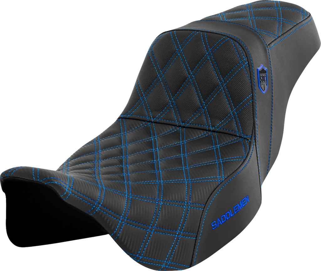 SADDLEMEN Pro Series SDC Performance Seat - w/o Backrest - Blue Stitch - FLH/FLT '08-'23 SC80807BLU — image 1