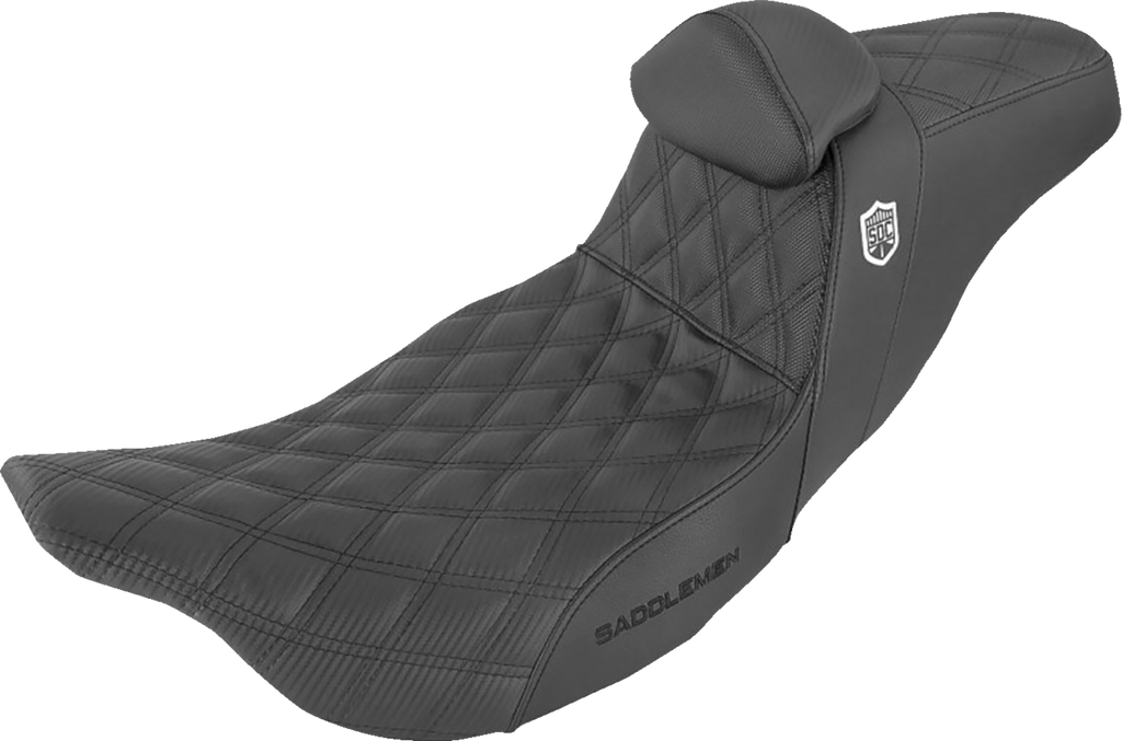 SADDLEMEN Pro Series SDC Performance Seat - w/ Backrest - Lattice Stitch/Lumbar Gripper - FL '08-'23 SC80807DB0 — image 1