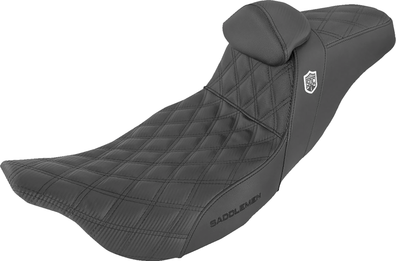 SADDLEMEN Pro Series SDC Performance Seat - w/ Backrest - Lattice Stitch/Lumbar Gripper - FL '08-'23 SC80807DB0 — image 1