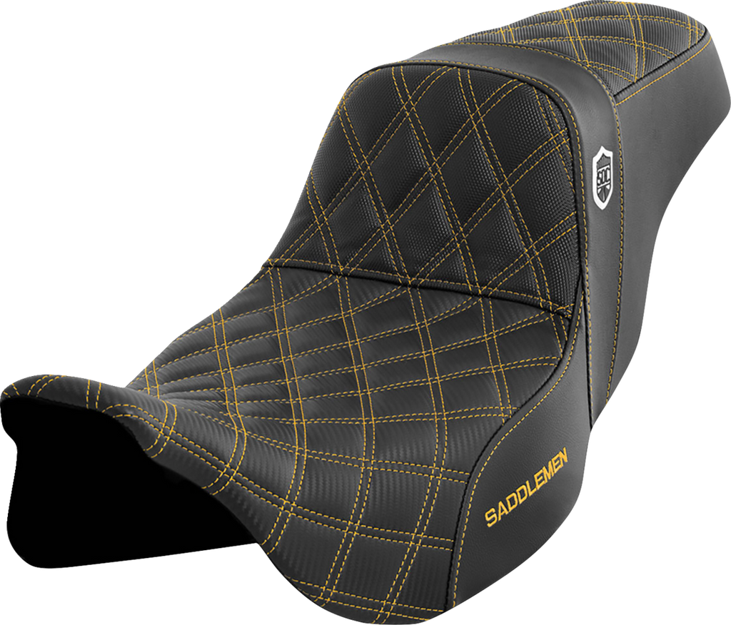 SADDLEMEN Pro Series SDC Performance Seat - w/o Backrest - Gold Stitch - FLH/FLT '08-'23 SC80807GOL — image 1