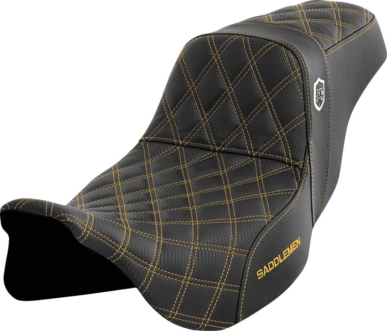SADDLEMEN Pro Series SDC Performance Seat - w/o Backrest - Gold Stitch - FLH/FLT '08-'23 SC80807GOL — image 1