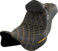 SADDLEMEN Pro Series SDC Performance Seat - w/ Backrest - Gold Stitch - FLH/FLT '08-'25 SC80807GOLRT — image 1