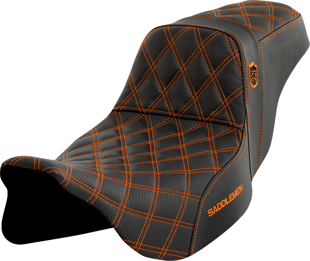 SADDLEMEN Pro Series SDC Performance Seat - w/o Backrest - Orange Stitch - FLH/FLT '08-'23 SC80807ORA — image 1