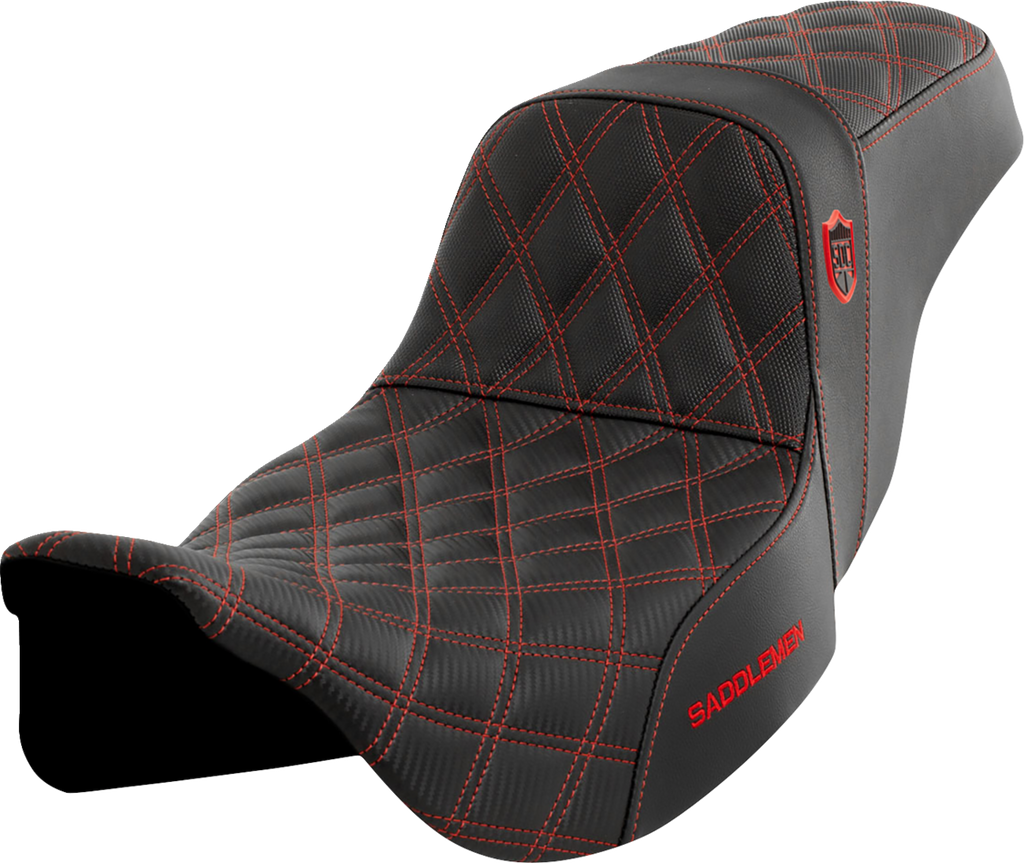 SADDLEMEN Pro Series SDC Performance Seat - w/o Backrest - Red Stitch - FLH/FLT '08-'23 SC80807RED — image 1