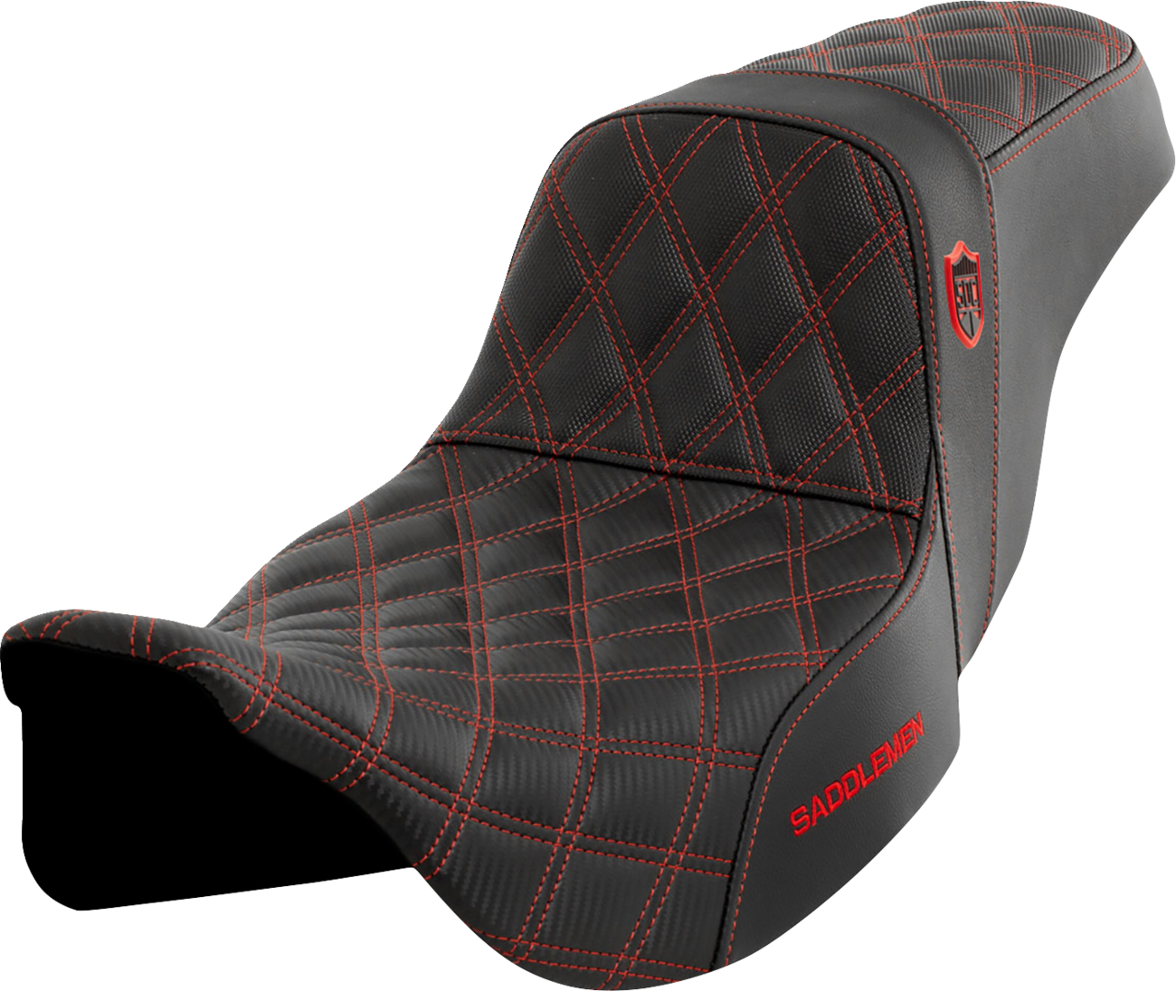 SADDLEMEN Pro Series SDC Performance Seat - w/o Backrest - Red Stitch - FLH/FLT '08-'23 SC80807RED — image 1