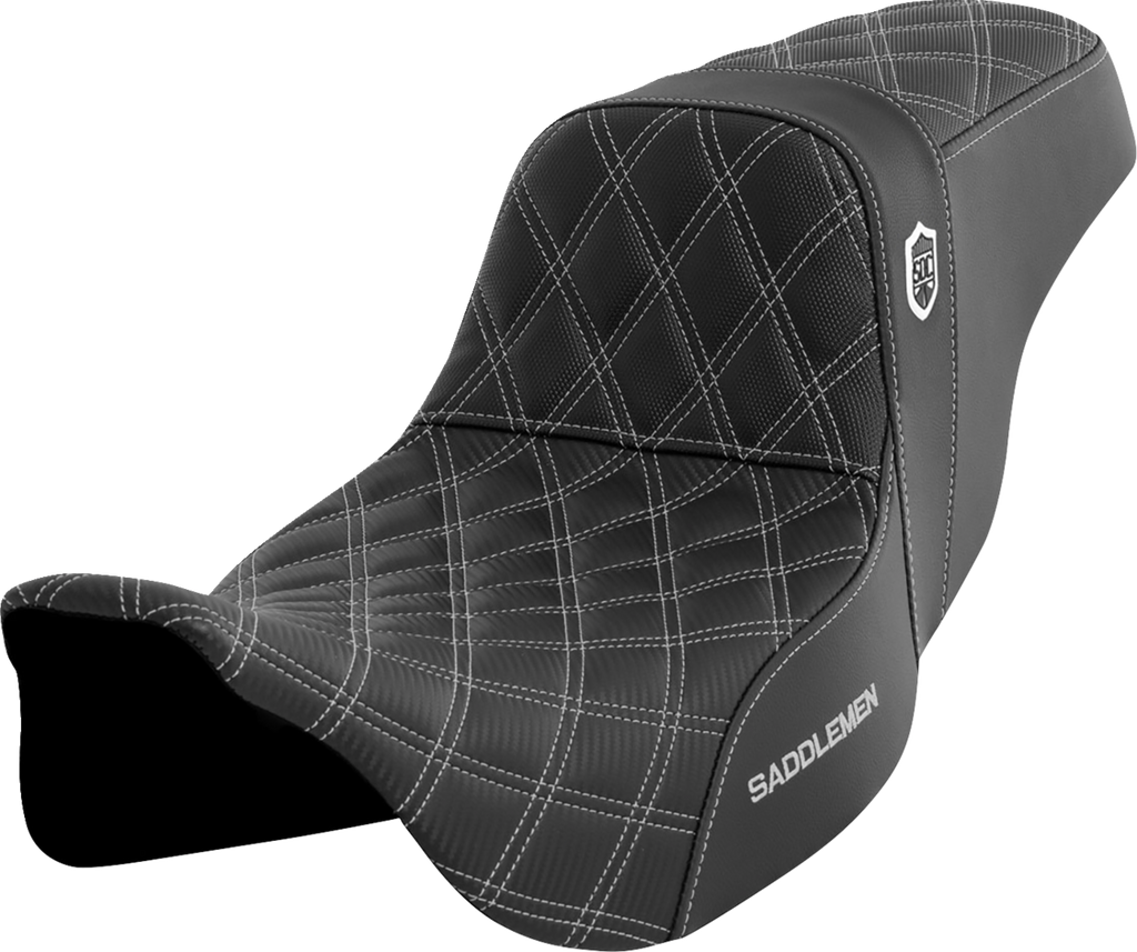 SADDLEMEN Pro Series SDC Performance Seat - w/o Backrest - Silver Stitch - FLH/FLT '08-'23 SC80807SIL — image 1