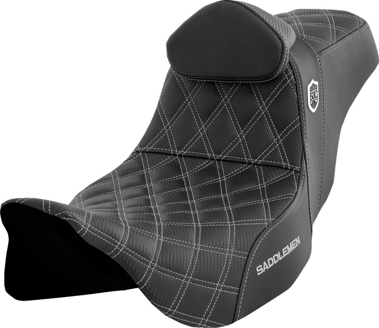 SADDLEMEN Pro Series SDC Performance Seat - w/ Backrest - Silver Stitch - FLH/FLT '08-'23 SC80807SILRT — image 1