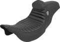 SADDLEMEN Pro Series SDC Performance Seat - w/ Backrest - Tuck-n-Roll/Carbon Fiber - Gripper - FLH/FLT '08-'23 SC80807TB — image 1