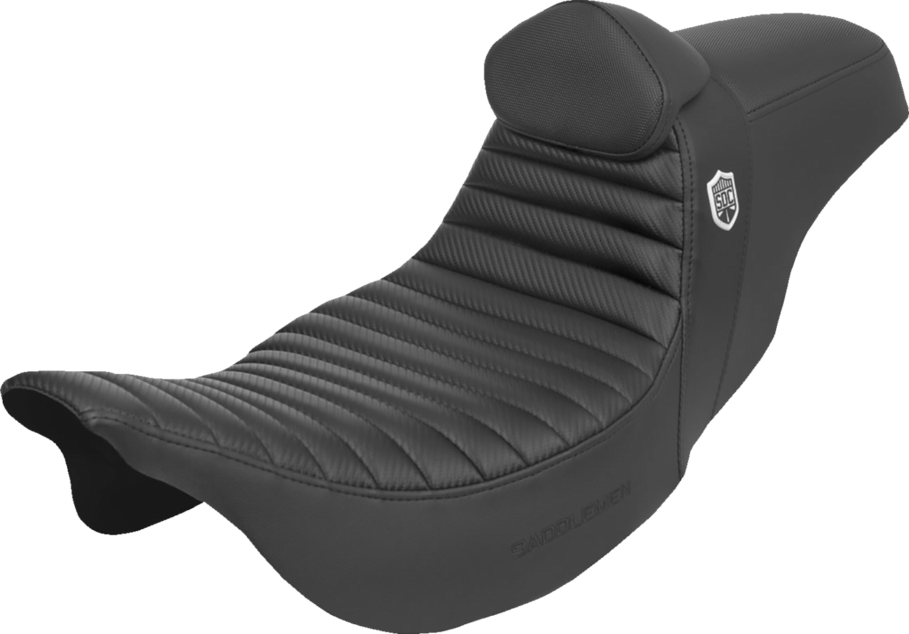 SADDLEMEN Pro Series SDC Performance Seat - w/ Backrest - Tuck-n-Roll/Carbon Fiber - Gripper - FLH/FLT '08-'23 SC80807TB — image 1