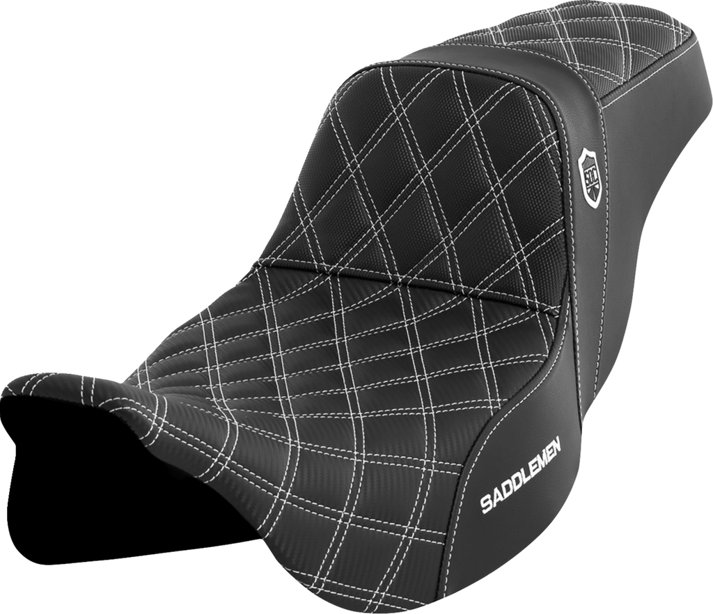 SADDLEMEN Pro Series SDC Performance Seat - w/o Backrest - White Stitch - FLH/FLT '08-'23 SC80807WHI — image 1