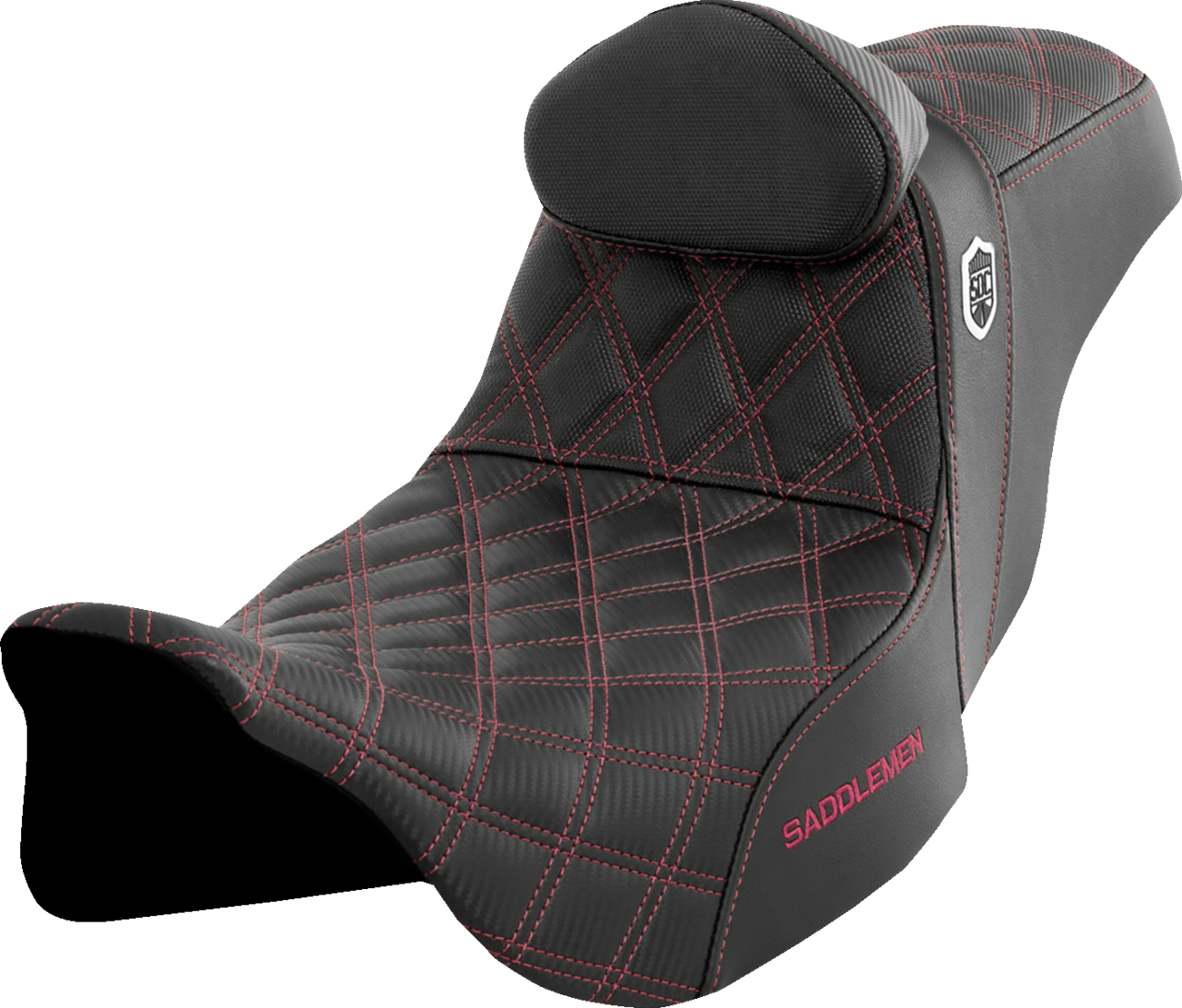 SADDLEMEN Pro Series SDC Performance Seat - w/ Backrest - Wine Berry Stitch - FLH/FLT '08-'23 SC80807WINRT — image 1