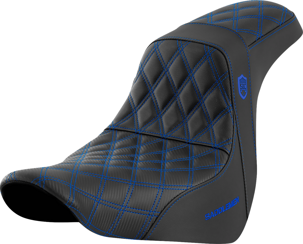 SADDLEMEN Pro Series SDC Performance Seat - w/o Backrest - Blue Stitch - FL/FX '18-'20 SC81829BLU — image 1