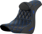 SADDLEMEN Pro Series SDC Performance Seat - w/ Backrest - Blue Stitch - FL/FX '18-'23 SC81829BLURT — image 1