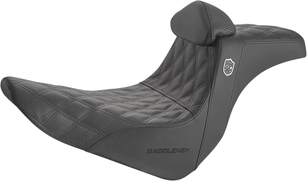 SADDLEMEN Pro Series SDC Performance Seat - w/ Backrest - Lattice Stitch/Lumbar Gripper - FL/FX '18-'24 SC81829DB0 — image 1