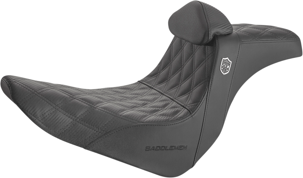 SADDLEMEN Pro Series SDC Performance Seat - w/ Backrest - Lattice Stitch/Lumbar Gripper - FL/FX '18-'24 SC81829DB0 — image 1