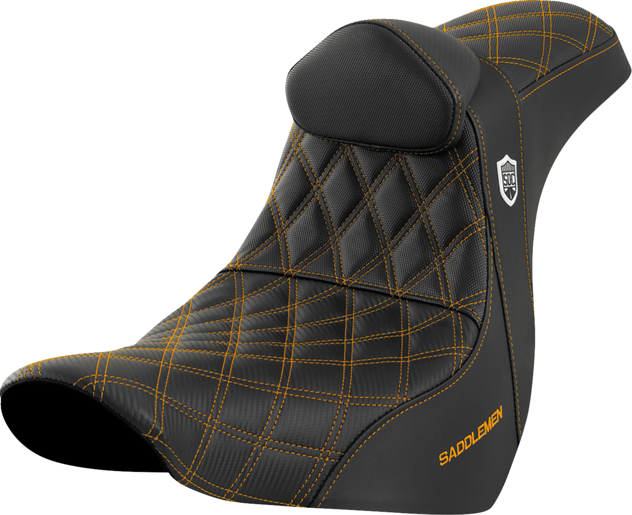 SADDLEMEN Pro Series SDC Performance Seat - w/ Backrest - Gold Stitch - FL/FX '18-'23 SC81829GOLRT — image 1