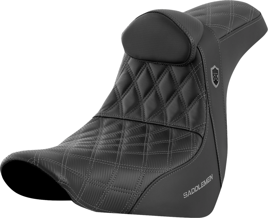 SADDLEMEN Pro Series SDC Performance Seat - w/ Backrest - Gray Stitch - FL/FX '18-'23 SC81829GRERT — image 1