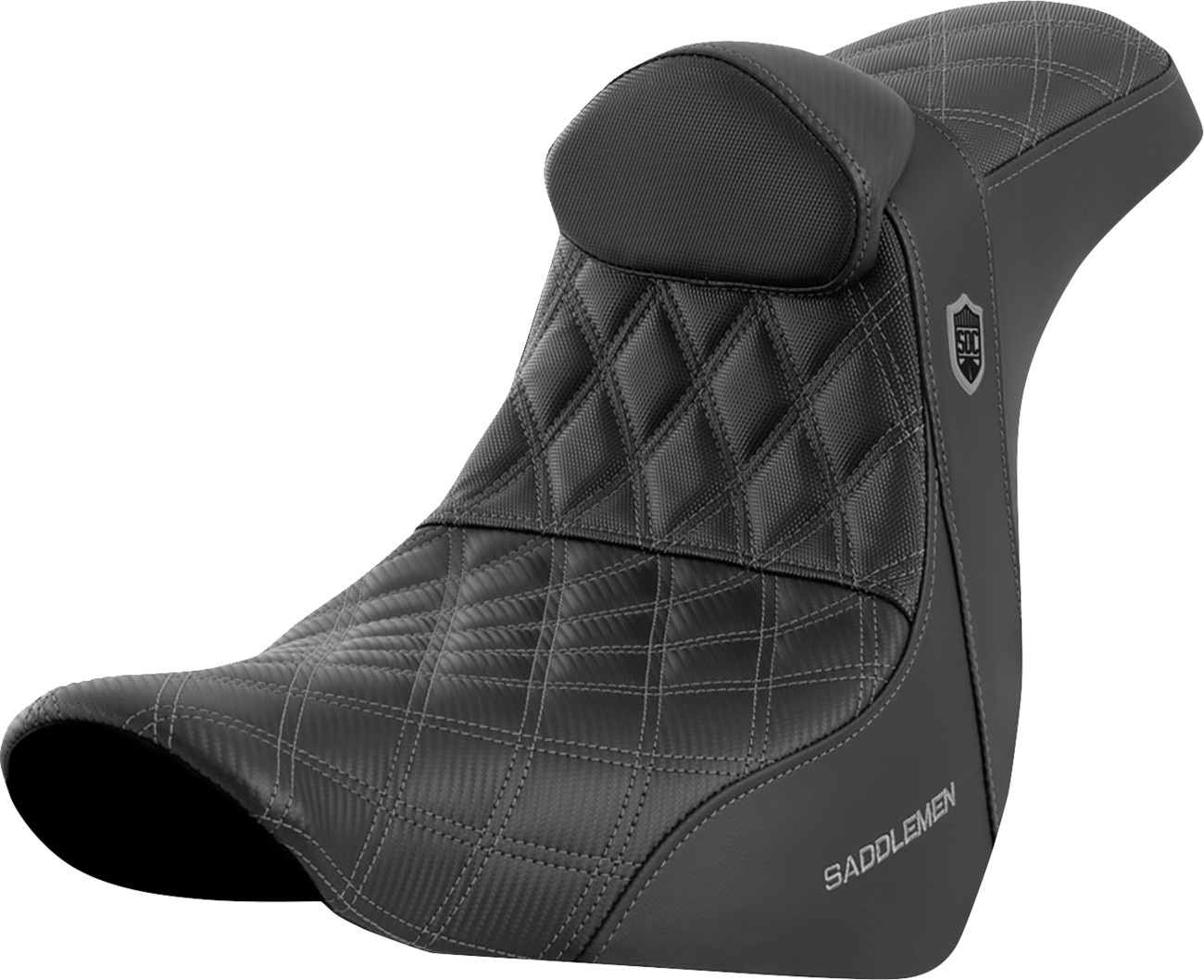 SADDLEMEN Pro Series SDC Performance Seat - w/ Backrest - Gray Stitch - FL/FX '18-'23 SC81829GRERT — image 1