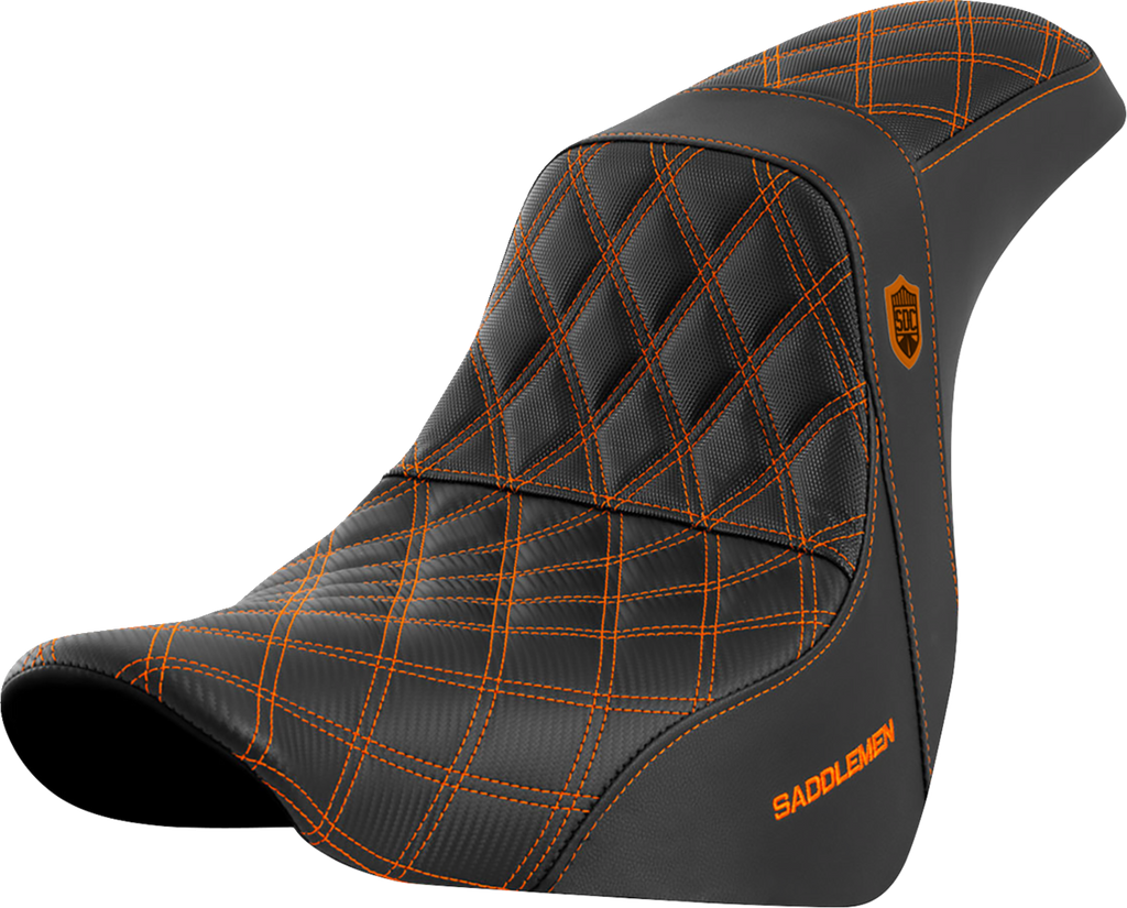 SADDLEMEN Pro Series SDC Performance Seat - w/o Backrest - Orange Stitch - FL/FX '18-'20 SC81829ORA — image 1