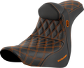 SADDLEMEN Pro Series SDC Performance Seat - w/ Backrest - Orange Stitch - FL/FX '18-'23 SC81829ORART — image 1
