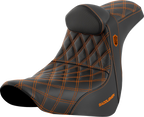 SADDLEMEN Pro Series SDC Performance Seat - w/ Backrest - Orange Stitch - FL/FX '18-'23 SC81829ORART — image 1