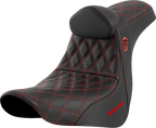 SADDLEMEN Pro Series SDC Performance Seat - w/ Backrest - Red Stitch - FL/FX '18-'23 SC81829REDRT — image 1