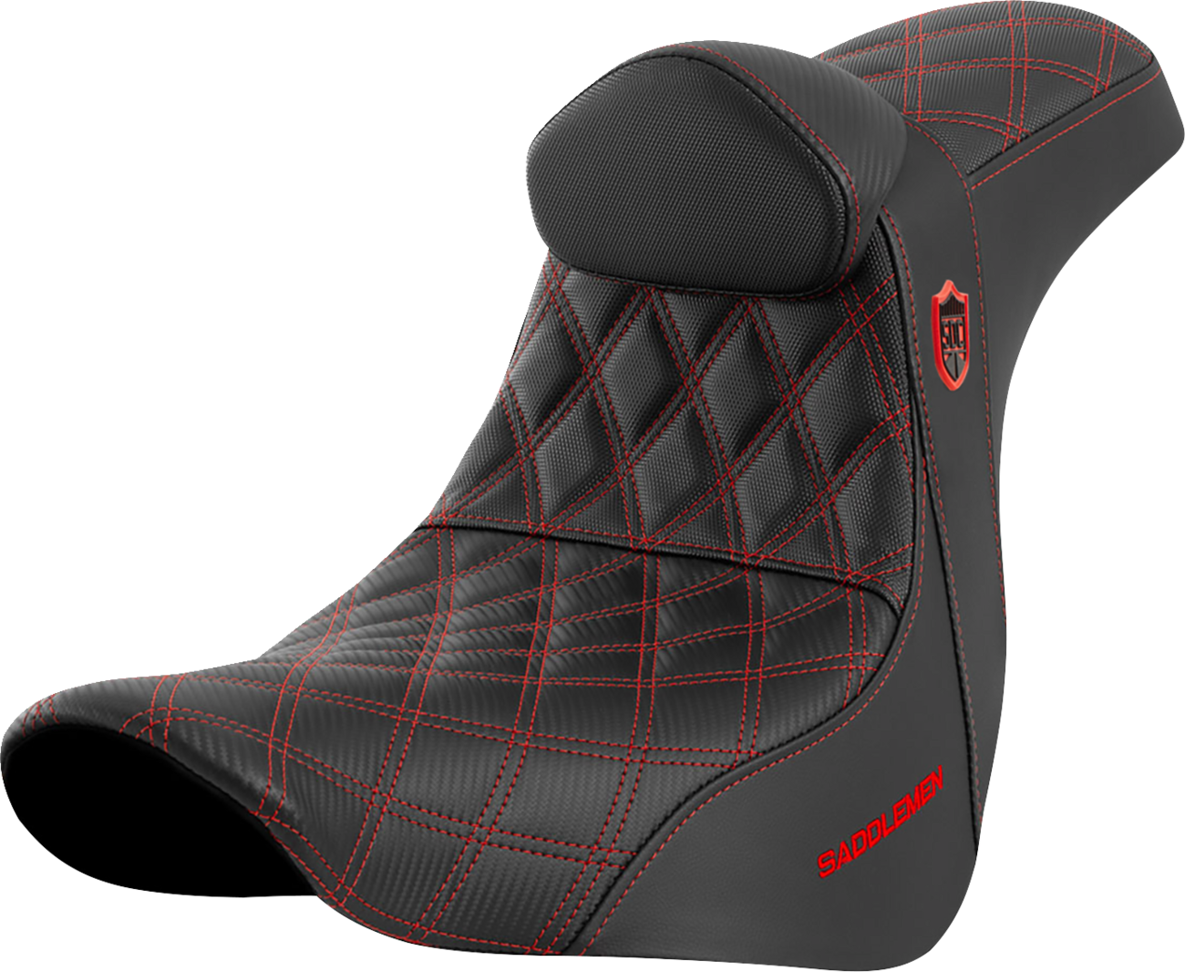SADDLEMEN Pro Series SDC Performance Seat - w/ Backrest - Red Stitch - FL/FX '18-'23 SC81829REDRT — image 1