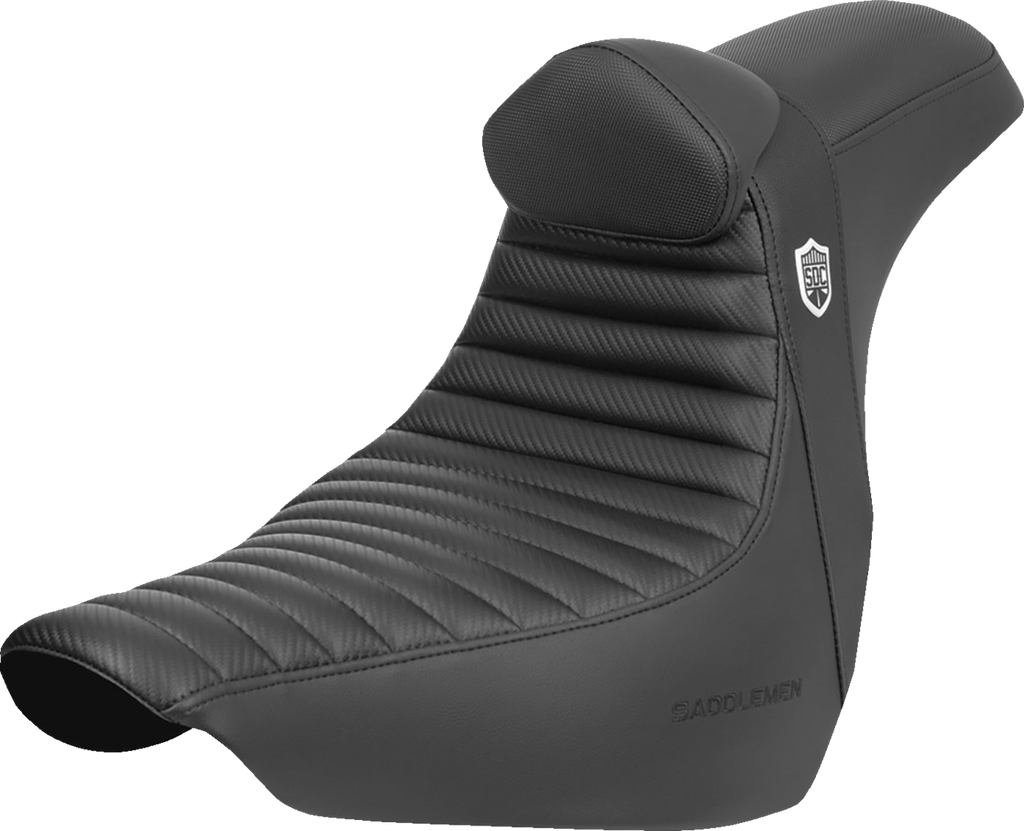 SADDLEMEN Pro Series SDC Performance Seat - w/ Backrest - Tuck-n-Roll/Carbon Fiber - Gripper - FLSB/FX '18-'24 SC81829TB — image 1