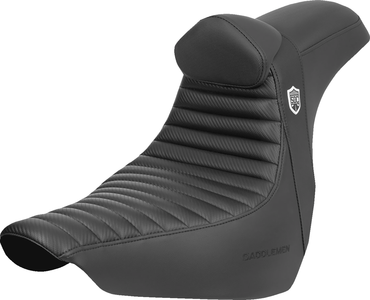SADDLEMEN Pro Series SDC Performance Seat - w/ Backrest - Tuck-n-Roll/Carbon Fiber - Gripper - FLSB/FX '18-'24 SC81829TB — image 1