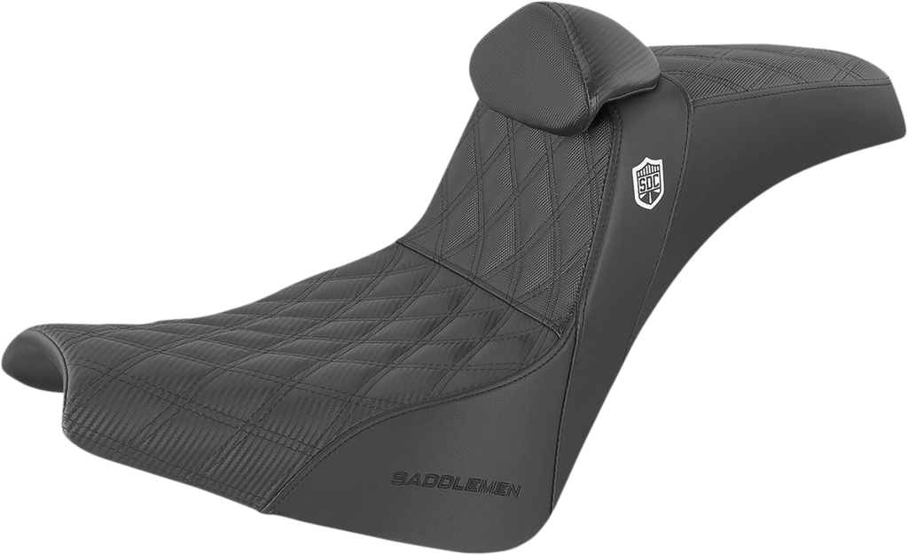 SADDLEMEN Pro Series SDC Performance Seat - w/ Backrest - Lattice Stitch/Lumbar Gripper - FX/FL '18-'24 SC81830DB0 — image 1