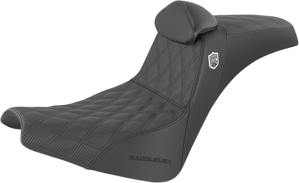 SADDLEMEN Pro Series SDC Performance Seat - w/ Backrest - Lattice Stitch/Lumbar Gripper - FX/FL '18-'24 SC81830DB0 — image 1