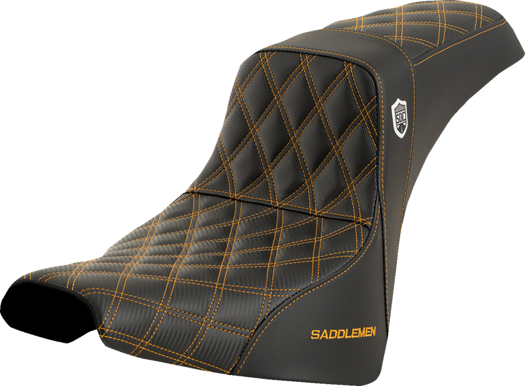 SADDLEMEN Pro Series SDC Performance Seat - w/o Backrest - Gold Stitch - FXBB/FXST '18-'23 SC81830GOL — image 1