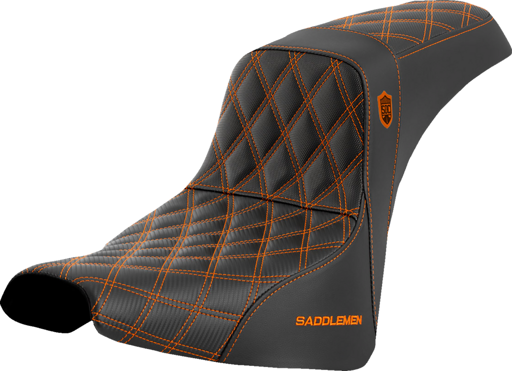 SADDLEMEN Pro Series SDC Performance Seat - w/o Backrest - Orange Stitch - FXBB/FXST '18-'23 SC81830ORA — image 1
