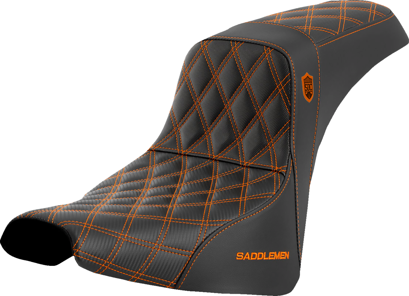 SADDLEMEN Pro Series SDC Performance Seat - w/o Backrest - Orange Stitch - FXBB/FXST '18-'23 SC81830ORA — image 1