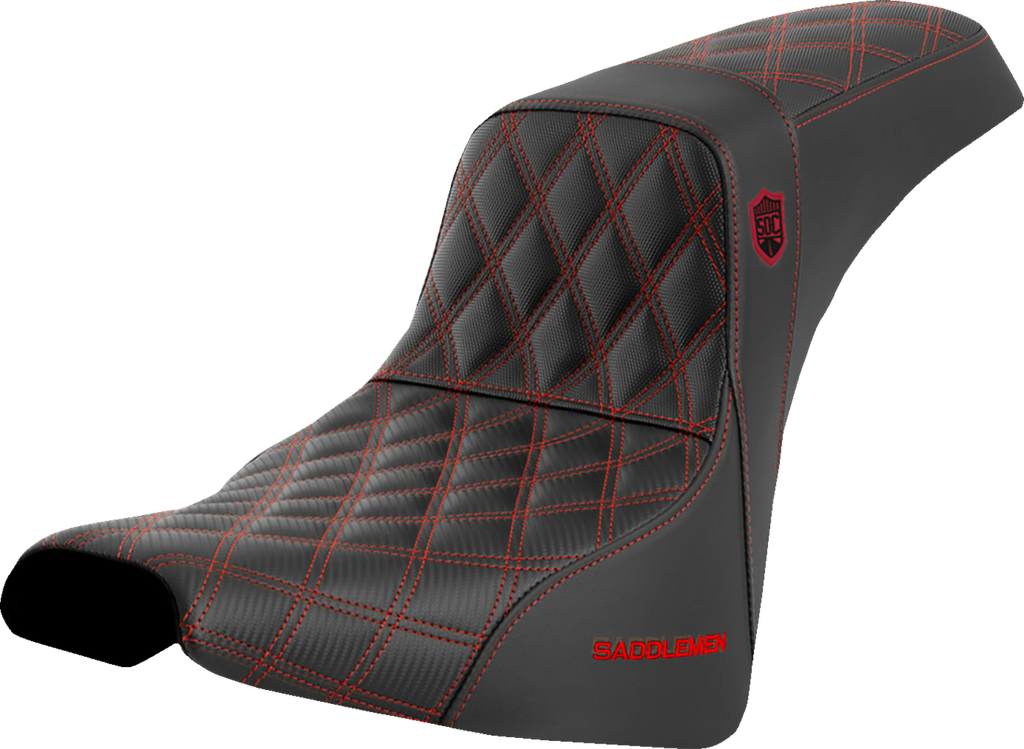 SADDLEMEN Pro Series SDC Performance Seat - w/o Backrest - Red Stitch - FXBB/FXST '18-'23 SC81830RED — image 1
