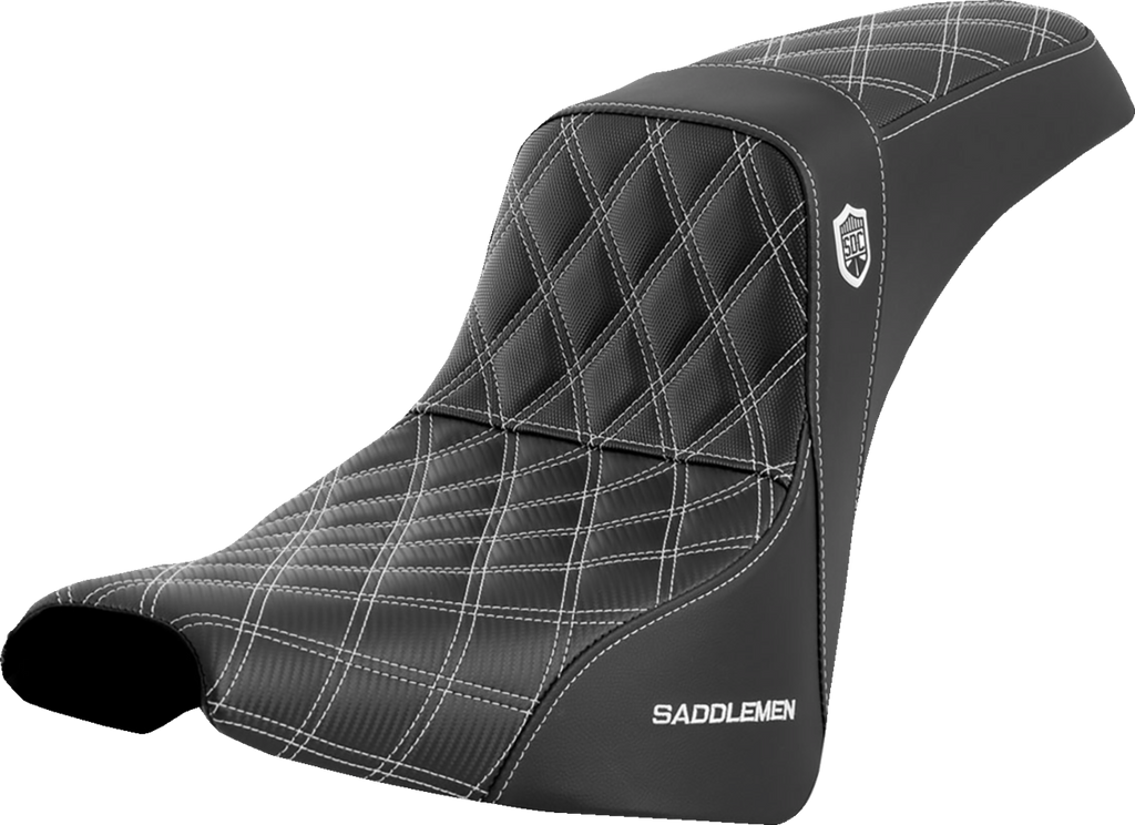 SADDLEMEN Pro Series SDC Performance Seat - w/o Backrest - White Stitch - FXBB/FXST '18-'23 SC81830WHI — image 1