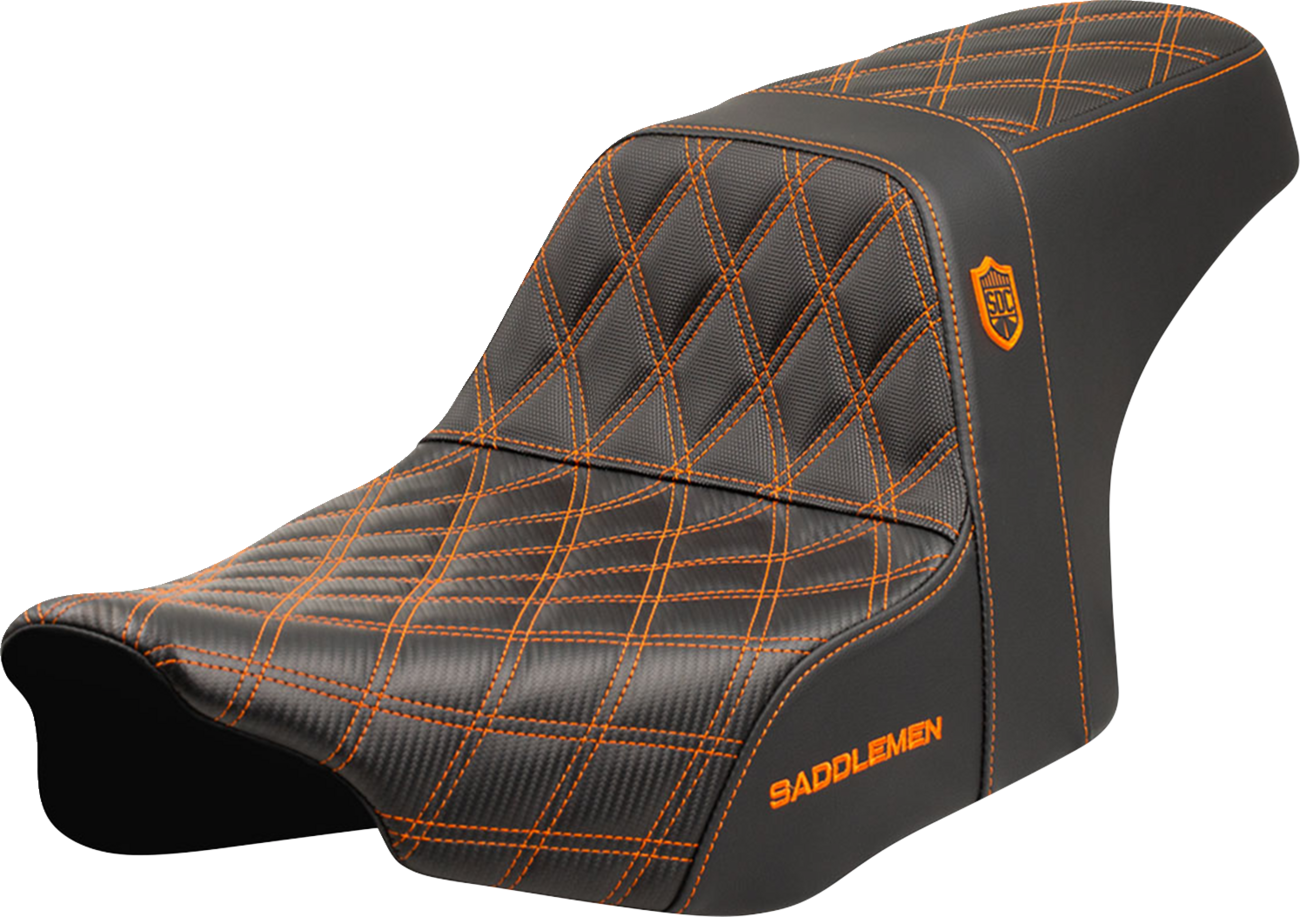 SADDLEMEN Pro Series SDC Performance Seat - Orange Stitching - w/o Backrest - FLT/FLH '23-'24 SC82307D3 — image 1