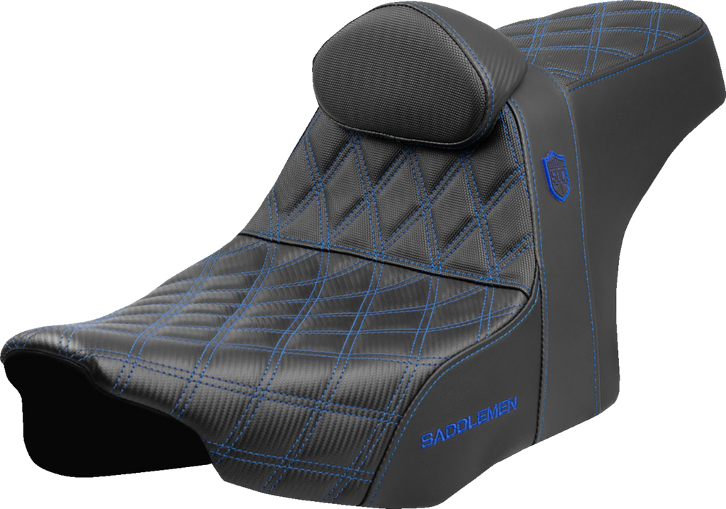 SADDLEMEN Pro Series SDC Performance Seat - Blue Stitching - w/ Backrest - FLT/FLH '23-'25 SC82307DB1 — image 1