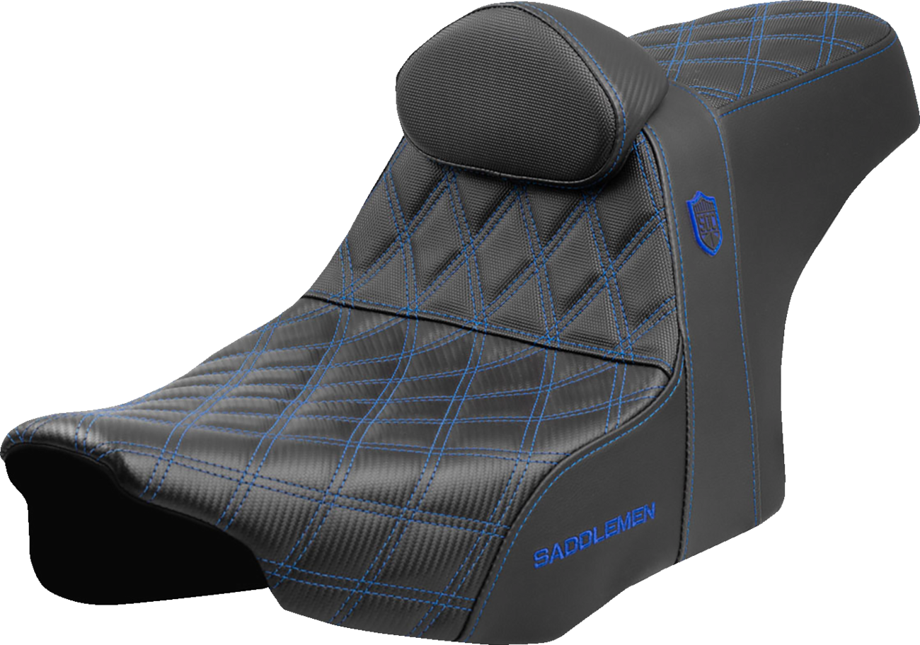 SADDLEMEN Pro Series SDC Performance Seat - Blue Stitching - w/ Backrest - FLT/FLH '23-'25 SC82307DB1 — image 1