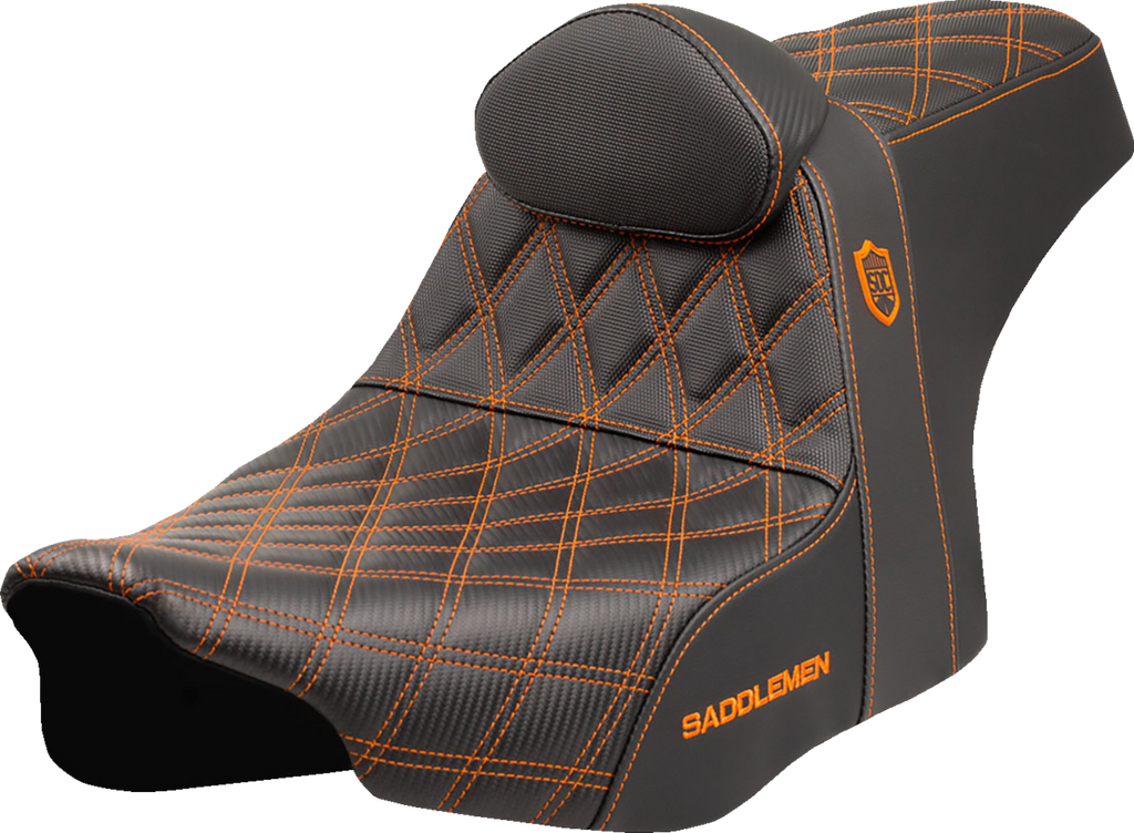 SADDLEMEN Pro Series SDC Performance Seat - Orange Stitching - w/ Backrest - FLT/FLH '23-'25 SC82307DB3 — image 1