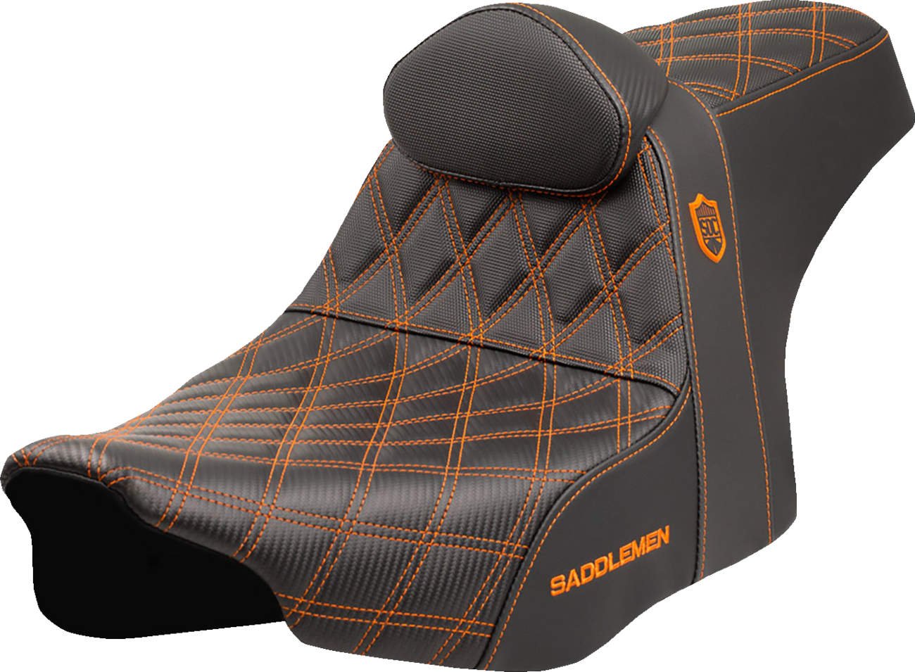 SADDLEMEN Pro Series SDC Performance Seat - Orange Stitching - w/ Backrest - FLT/FLH '23-'25 SC82307DB3 — image 1